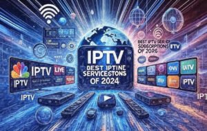 The image is a vibrant promotional graphic for IPTV (Internet Protocol Television) services, highlighting the "Best IPTV Service Subscriptions of 2025." It features a futuristic design with a glowing globe at the center, surrounded by digital elements like Wi-Fi signals, remote controls, and streaming devices. The central text box emphasizes "IPTV Best IPTV Service Subscriptions of 2025" and "Top 10 Trusted Providers." Surrounding the globe are logos of various TV channels (e.g., NBC) and IPTV service names, along with terms like "IPTV LIVE" and "SUBSCRIPTIONS OF 2025." The background includes dynamic light streaks and holographic effects, creating a high-tech, global streaming theme.
